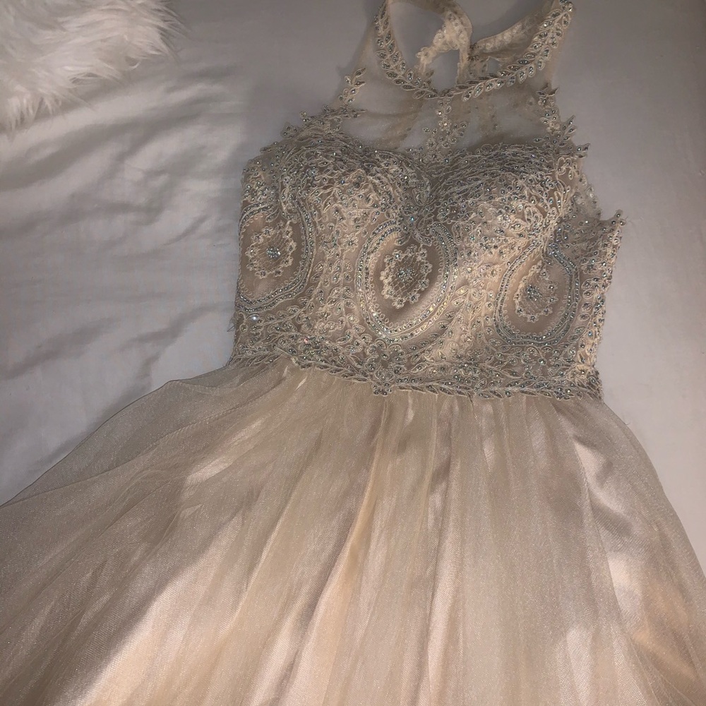 Embellished high neck mini dress💕